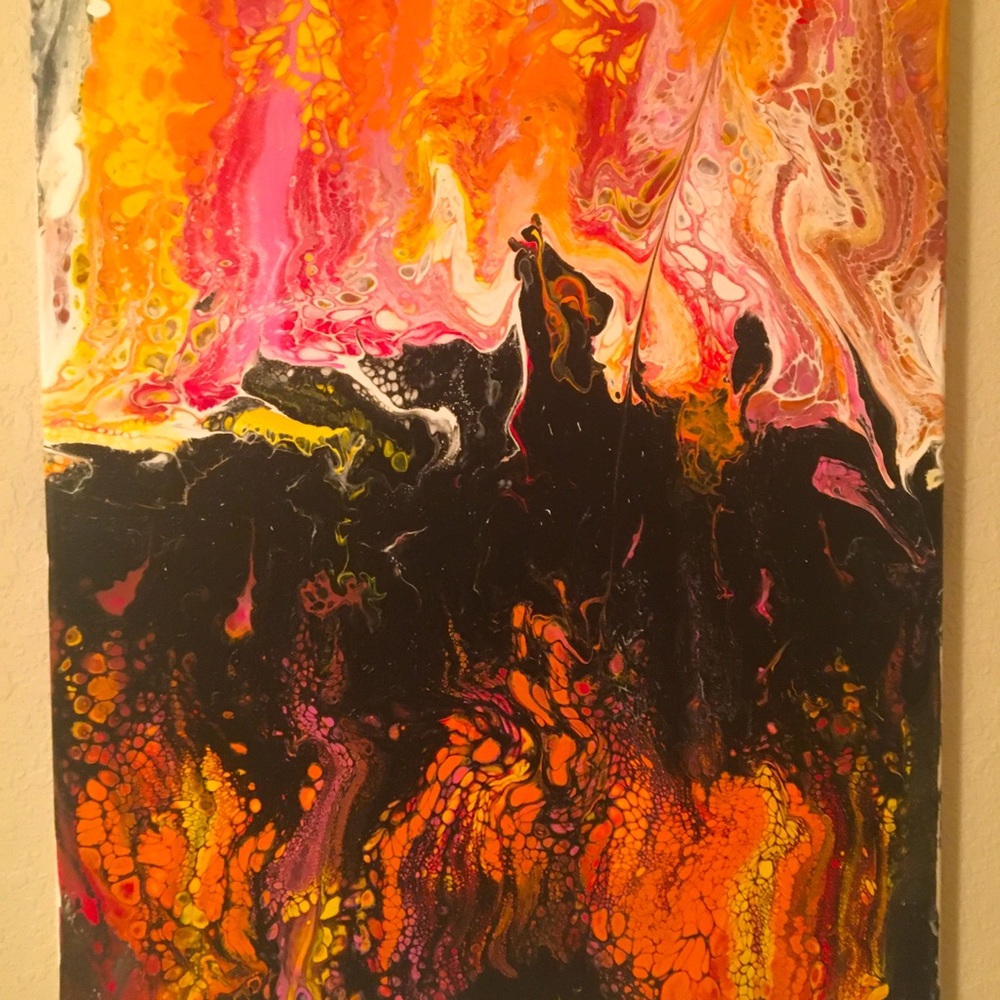Original pour painting on wrapped canvas